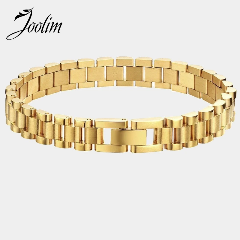 Фото Joolim High End Gold Finish Link Chain Bracelet Adjustable Stainless Steel Rectangle | Украшения и аксессуары
