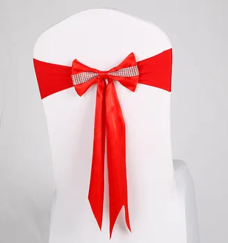 

Chairs Sashes Set Flower Ceremony Elastic Free Fasten Bowknot Home Fabric Covers And Bows Venue-decoration Fita De Cetim