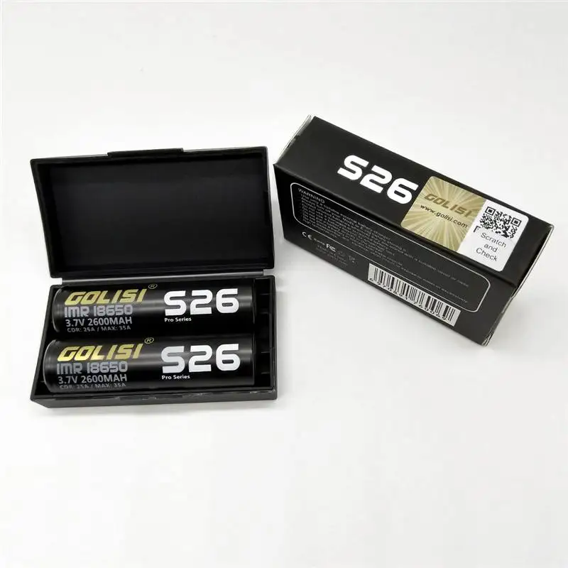 2Pcs GOLISI S26 2600mAh 25A CDR High Brain Powerful IMR 18650 Li-ion Rechargeable Battery Case for Flashlight Lantern Lamp
2Pcs GOLISI S26 2600mAh 25A CDR High Brain Powerful IMR 18650 Li-ion Rechargeable Battery Case for Flashlight Lantern Lamp