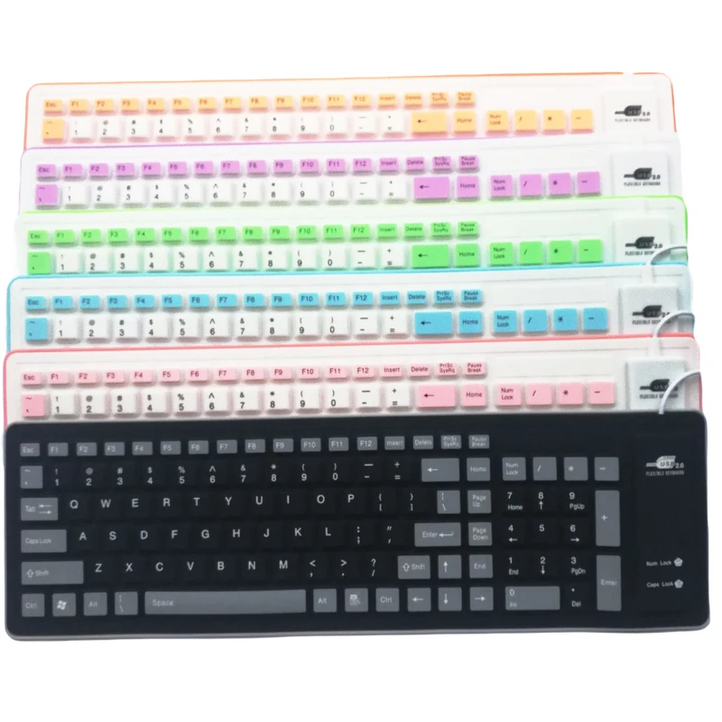 

103 Keys Foldable Silicone Keyboard USB Wired Gaming Keyboard for Laptop/Computer Flexible Roll Up Silica Gel Keyboard Dustproof