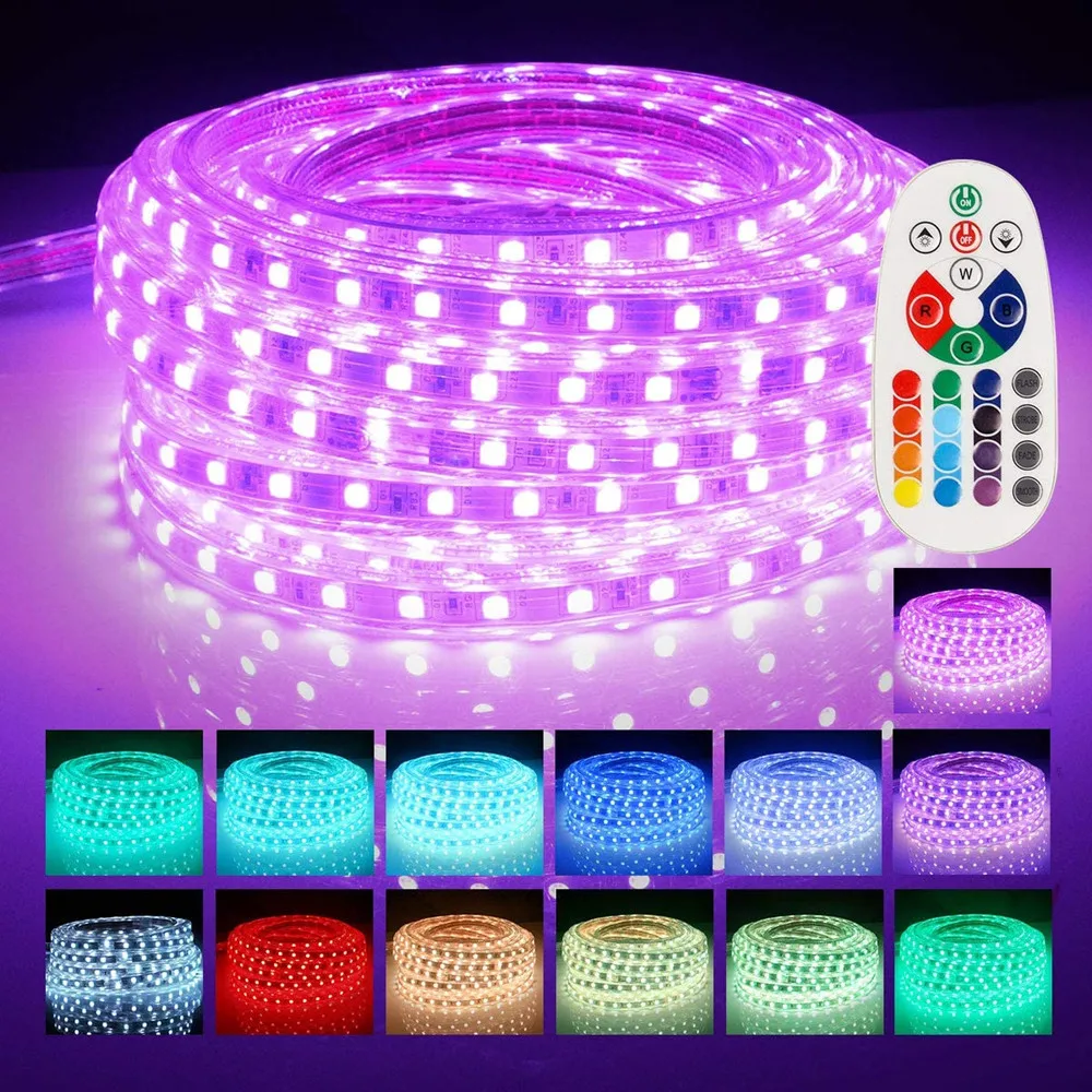 220V LED Strip light 24 keys Control RGB lights Waterproof Flexible Multicolor neon lampe for Home Decoration 5050 SMD 60LEDs/M
220V LED Strip light 24 keys Control RGB lights Waterproof Flexible Multicolor neon lampe for Home Decoration 5050 SMD 60LEDs/M