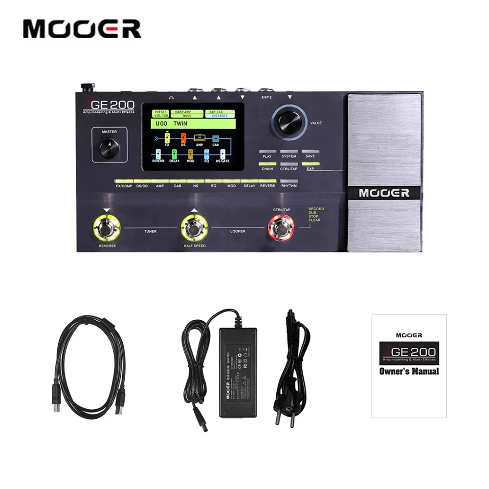 MOOER GE200 Amp Modelling & Multi Effects Pedal 55 Amplifier Models 26 Speaker Cab Models 70 Effects 52s Looper 40 Drum Patterns
MOOER GE200 Amp Modelling & Multi Effects Pedal 55 Amplifier Models 26 Speaker Cab Models 70 Effects 52s Looper 40 Drum Patterns