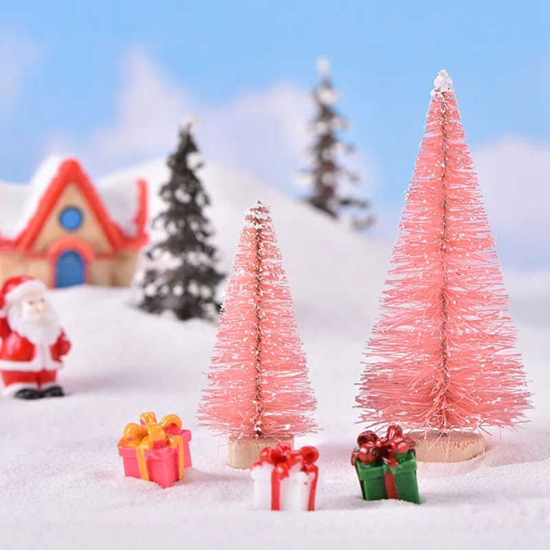 1pcs Small DIY Christmas Tree Fake Pine Mini Bottle Brush Santa Snow Frost Village House | Дом и сад