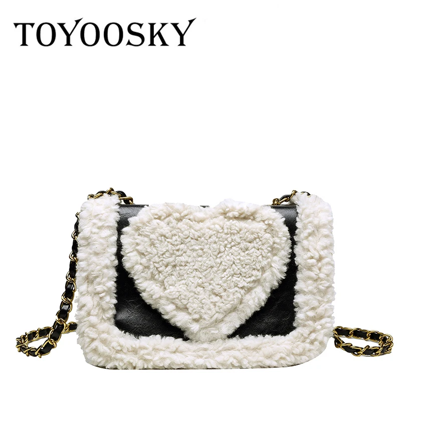 

TOYOOSKY 2020 Winter Wool Faux Fur Women Bag Mini Flap Box Women Handbags Shoulder pu Crossbody Party Clutch Bags