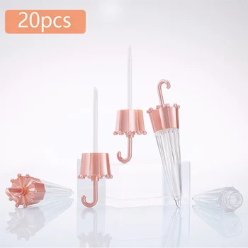 20Pcs 5.5ml Creative Umbrella Shaped Empty Lip Gloss Tube Lip Glaze Containers Refillable Cosmetic Bottle DIY Vials Rose Golb