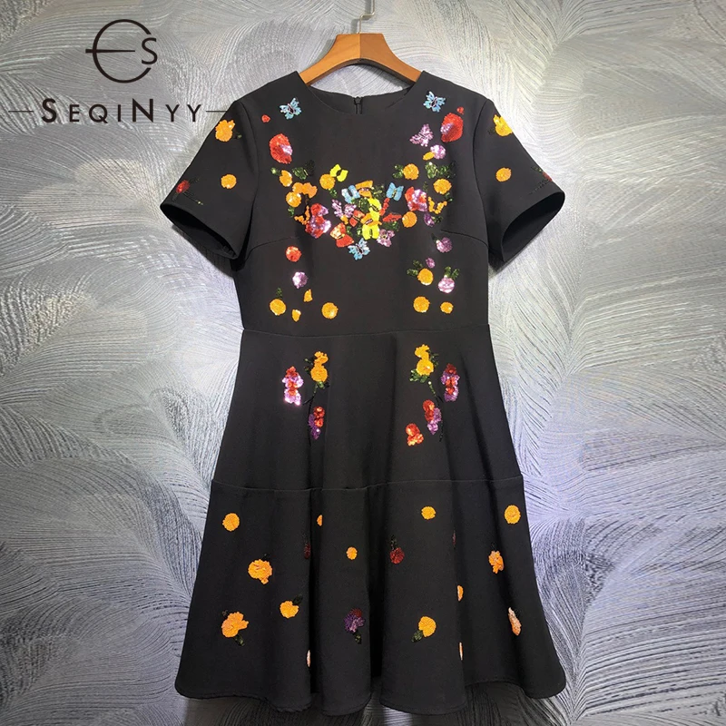 SEQINYY High Quality Dress 2020 Summer Spring New Fashion Design Colorful Sequins Flowers Short Sleeve Mini Dress
SEQINYY High Quality Dress 2020 Summer Spring New Fashion Design Colorful Sequins Flowers Short Sleeve Mini Dress