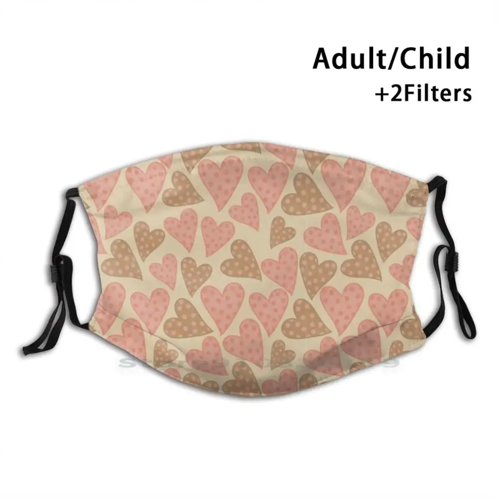 

Polka Dots Hearts Seamless Pattern Love Heart Print Reusable Pm2.5 Filter DIY Mouth Mask Kids Heart Hearts Cute Graphic Polka