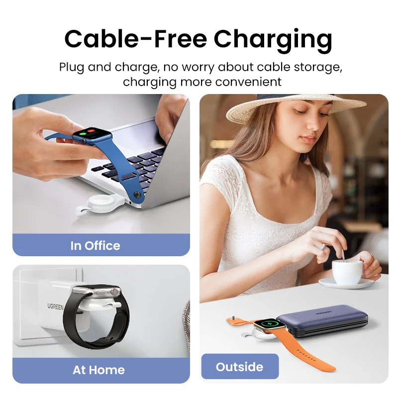 UGREEN-Chargeur sans fil MFi pour Apple Watch, chargeurs sans fil portables de type C, chargeur rapide magnétique pour Apple Watch Series 9 8 7 Ultra 2 SE USB C 5