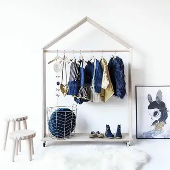 Portable Kids Wooden Clothing Racks with Wheels Creative Garment Organizer Display for Shops Stores with Hanging Rod
Portable Kids Wooden Clothing Racks with Wheels Creative Garment Organizer Display for Shops Stores with Hanging Rod