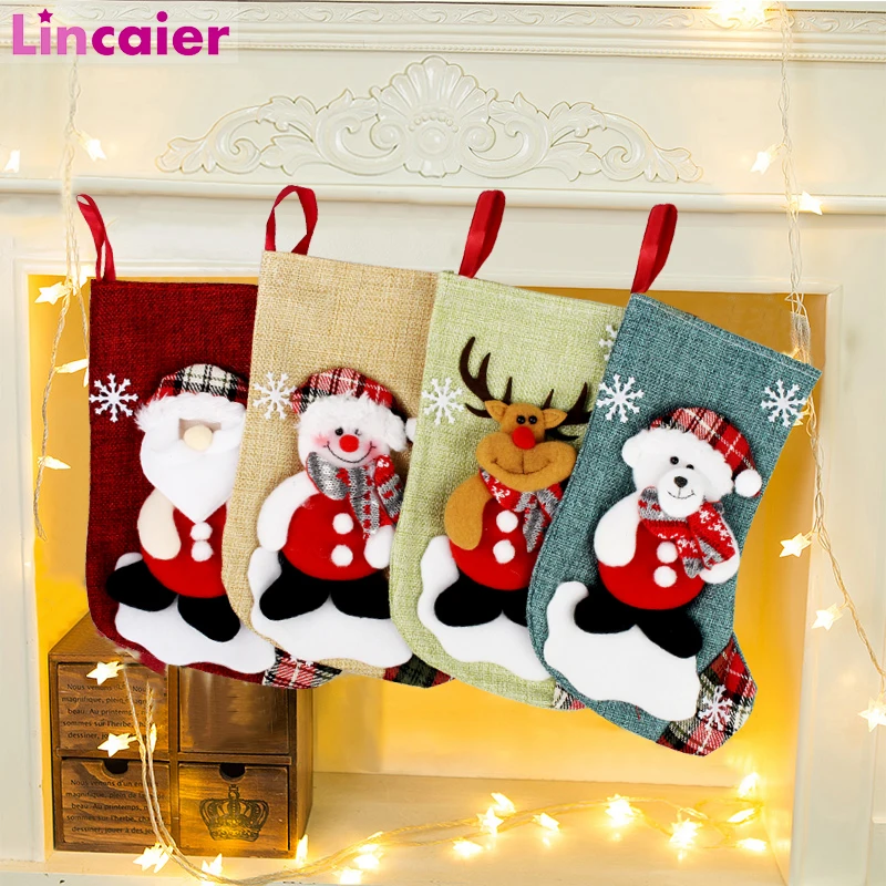 4pcs Christmas Stocking Sock Santa Claus Snowman Deer Xmas Candy Gift Bag Tree Hanging Decorations for Home 
4pcs Christmas Stocking Sock Santa Claus Snowman Deer Xmas Candy Gift Bag Tree Hanging Decorations for Home