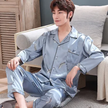 Spring autumn men silk pajamas long-sleeved plus size casual home service suit pijama hombre pijamas para parejas mansleepwear
Spring autumn men silk pajamas long-sleeved plus size casual home service suit pijama hombre pijamas para parejas mansleepwear