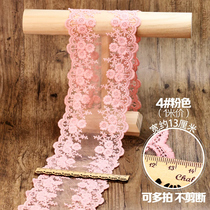 Description Picture 5 of item1Meter Mesh Floral Embroidered Lace Ribbon DIY Apparel Sewing & Fabric 12cm Width Handmade Crafts Supplies Cotton Lace Trim