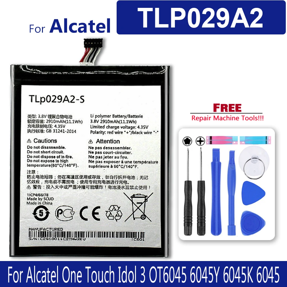 Фото 2910mAh TLp029A2 Battery For Alcatel One Touch Idol 3 5.5" I806 6045Y 6045K 6045F / Pop OT-5025 5025D with Track Code | Мобильные