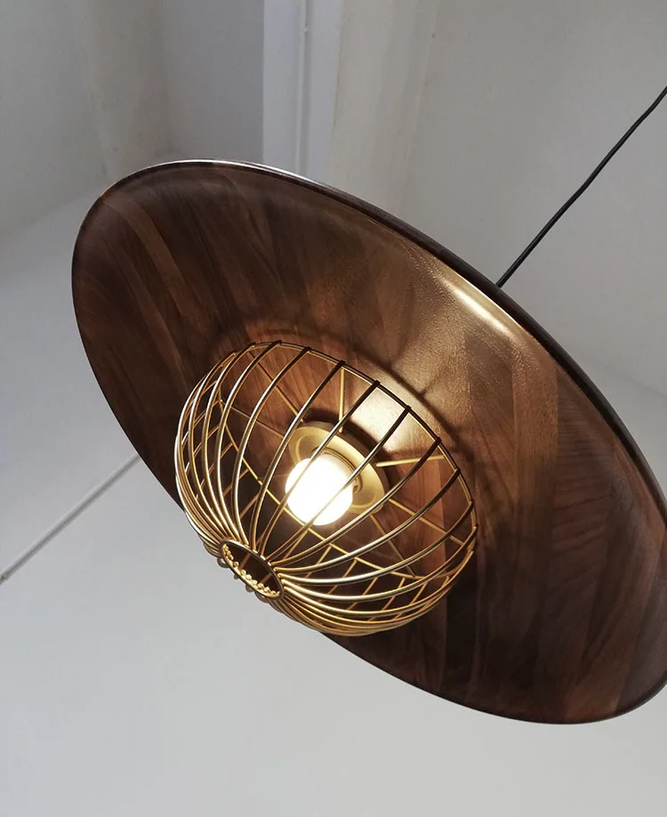 Modern UFO Pendant Light Dining Room Kitchen Restaurant Pendant Lamp Wood Texture Metal Pendant Light Loft Vintage Lights (8)