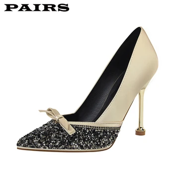 BIGTREE Women Bridal Wedding Shoes Silk Satin Sequin Shallow Woman Pumps Stiletto Butterfly 10cm High Heel Beige Office Shoe
BIGTREE Women Bridal Wedding Shoes Silk Satin Sequin Shallow Woman Pumps Stiletto Butterfly 10cm High Heel Beige Office Shoe