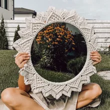25 cm Boho Handmade Round Macrame Decorative Wall Mirrorsr For Home Decor Makeup Aesthetic Living Room Bedroom Christmas Gift
25 cm Boho Handmade Round Macrame Decorative Wall Mirrorsr For Home Decor Makeup Aesthetic Living Room Bedroom Christmas Gift