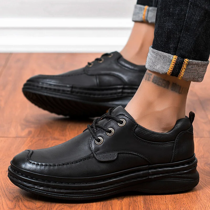 Casual business shoes leather comfortable breathable lightweight leather shoes round toe straps flat-heeled all-match shoes
Casual business shoes leather comfortable breathable lightweight leather shoes round toe straps flat-heeled all-match shoes