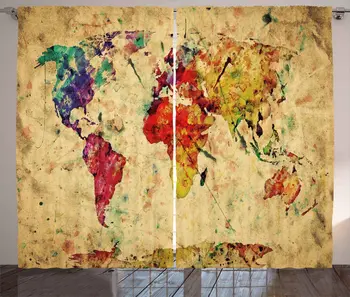 Retro Curtains Vintage World Map on Grunge Backdrop with Colored Continents Atlas Chart Image Living Room Bedroom Window Drapes
Retro Curtains Vintage World Map on Grunge Backdrop with Colored Continents Atlas Chart Image Living Room Bedroom Window Drapes