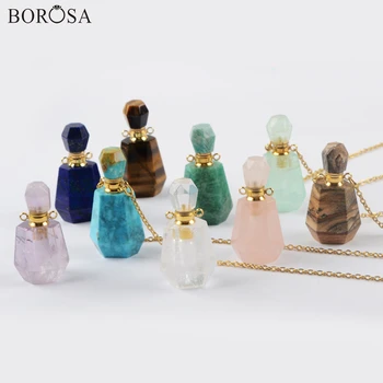 BOROSA 3Pcs Natural Amethysts Crystal Quartz Essential Oil Diffuser Necklace 26Inch Gold Perfume Bottle Pendant Necklace G1965-N
BOROSA 3Pcs Natural Amethysts Crystal Quartz Essential Oil Diffuser Necklace 26Inch Gold Perfume Bottle Pendant Necklace G1965-N
