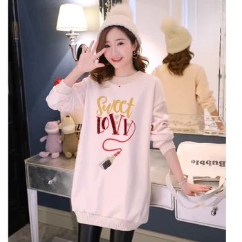 Winter maternity dress new Korean version of the sweater fashion letter printing gold velvet loose plus velvet long dress 
Winter maternity dress new Korean version of the sweater fashion letter printing gold velvet loose plus velvet long dress