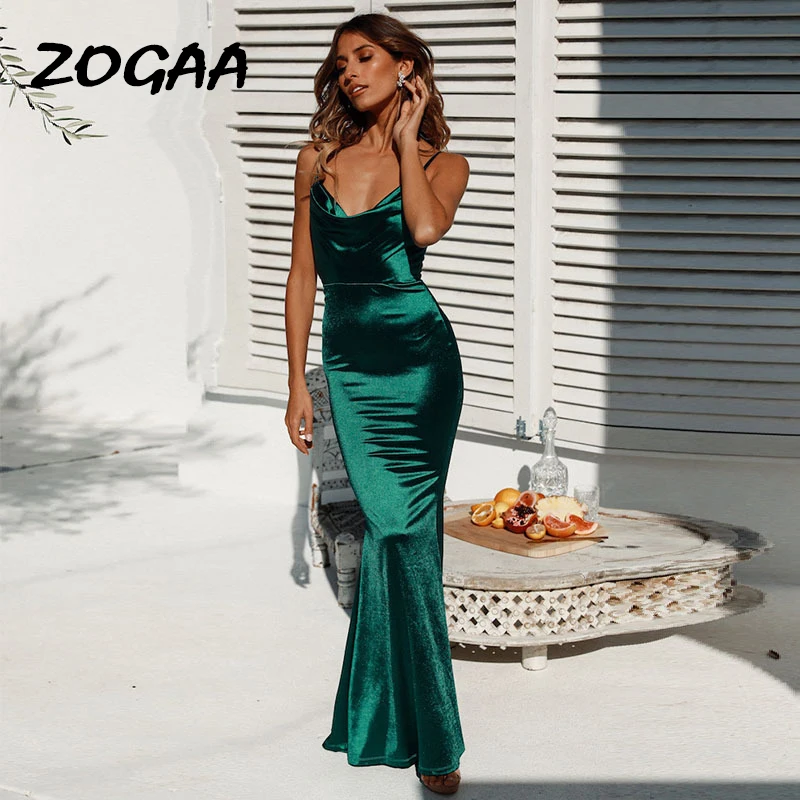 ZOGAA платья без рукавов женское модное сексуальное платье с v-образным воротом