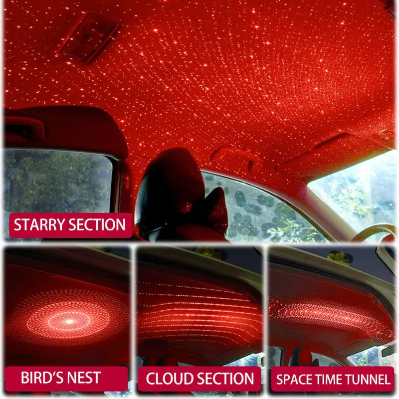 MINI 3 In 1 Car Roof Star Sky Lamp 4 Patterns Laser Projector Light USB Plug DJ Disco Stage Lighting Effect Atmosphere Lights