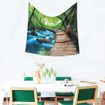 

New Beautiful Wall Hanging Tapestry Forest Beautiful Waterfall Hd Scenery Beach Towel Nature Tenture Mural Polyester Carpet Home