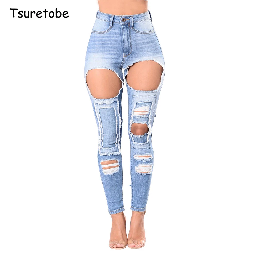 Tsuretobe Skinny Hole Ripped Jeans For Women Fashion High Waist Denim Pencil Pants Casual Elastic Patchwork Jeans Mujer Trousers
Tsuretobe Skinny Hole Ripped Jeans For Women Fashion High Waist Denim Pencil Pants Casual Elastic Patchwork Jeans Mujer Trousers