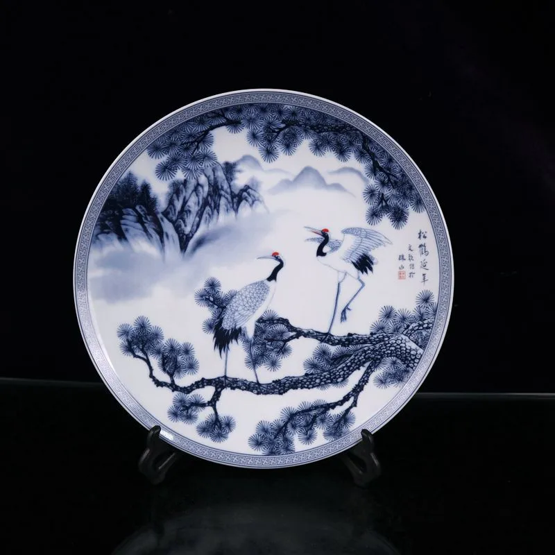 Jingdezhen Porcelain Blue and White (Songhe Yannian Picture) Pattern Appreciation Pan Ancient Porcelain Collection
Jingdezhen Porcelain Blue and White (Songhe Yannian Picture) Pattern Appreciation Pan Ancient Porcelain Collection