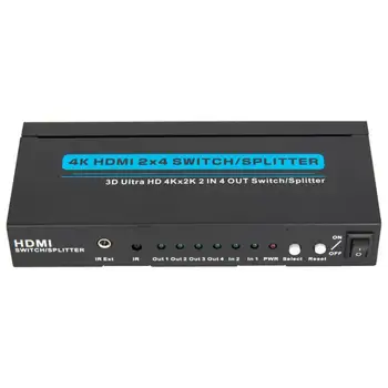 4K HDMI 2 in 4 out HDMI Switch Splitter 2x4 Audio Extractor Converter adapter Remote control 3D 1080p
4K HDMI 2 in 4 out HDMI Switch Splitter 2x4 Audio Extractor Converter adapter Remote control 3D 1080p