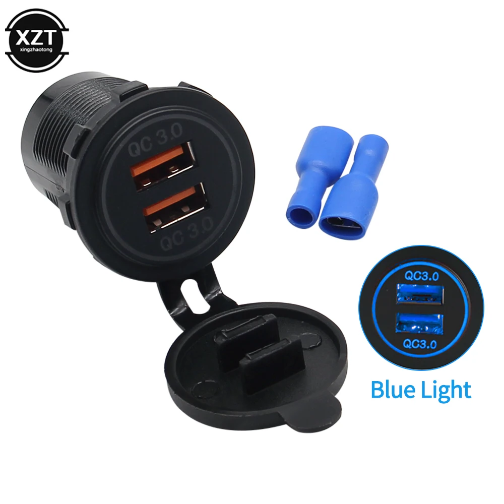 12/24V QC3.0 Dual USB Port Motorcycle Car Charger Socket for Mobile Cell Phone Dual USB Charger 2 Port Power Socket
12/24V QC3.0 Dual USB Port Motorcycle Car Charger Socket for Mobile Cell Phone Dual USB Charger 2 Port Power Socket