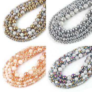 Wholesale One Side Plated Golden White Snow Cracked Crystal Glass Stone Beads For Jewelry Making DIY Bracelet Necklace 6-12mm 
Wholesale One Side Plated Golden White Snow Cracked Crystal Glass Stone Beads For Jewelry Making DIY Bracelet Necklace 6-12mm