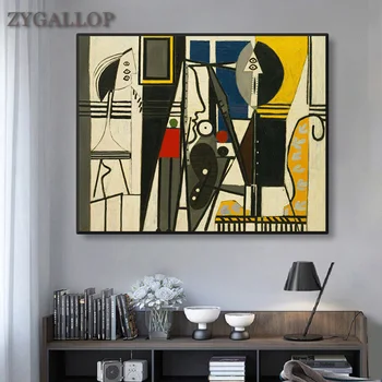 Picasso's Painter and Model Oil Paintings Print Canvas Pictures Abstract Wall Art Posters and Prints Replica of Classic Artwork