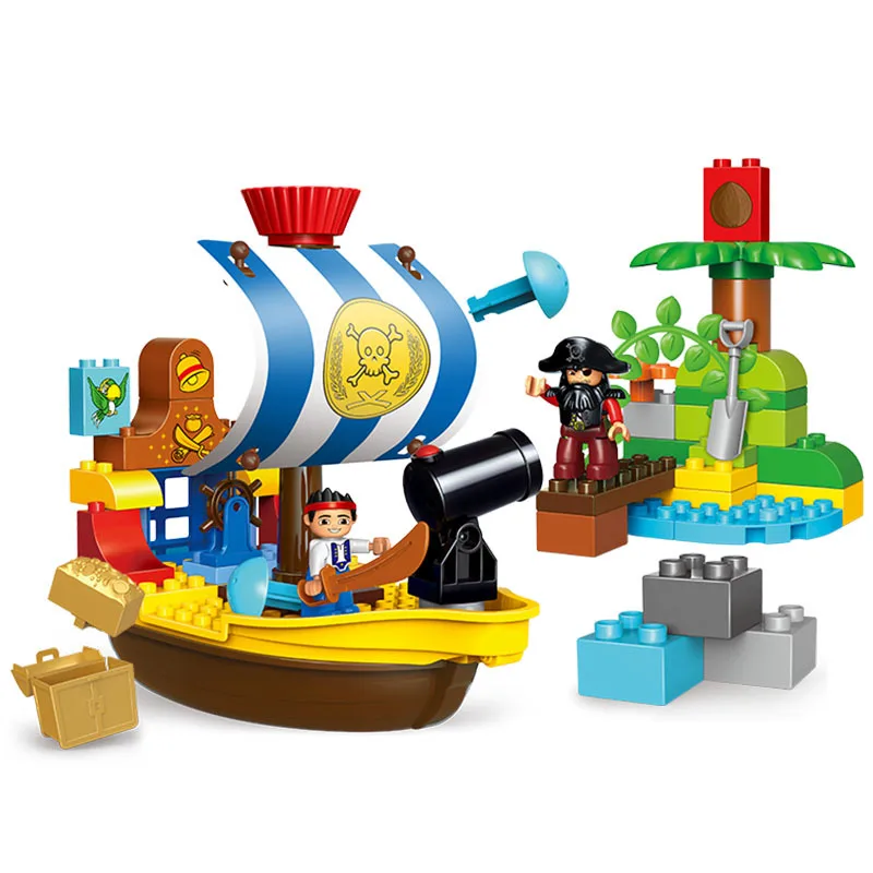 63pcs Large Particles DIY The Pirate Treasure Ship Bucky Building Block Compatible Duploingly Toy for Children Kid New Year Gift
63pcs Large Particles DIY The Pirate Treasure Ship Bucky Building Block Compatible Duploingly Toy for Children Kid New Year Gift