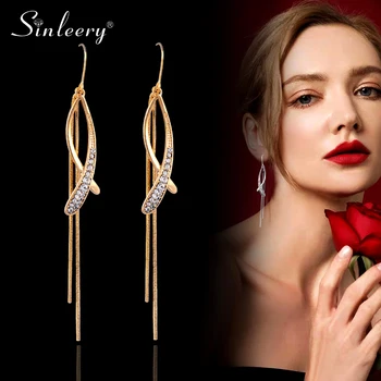 SINLEERY Sexy Long Tassel Drop Earrings Yellow Gold Silver Color Inlay Cubic Zirconia Earrings For Women Party Jewelry ES829 SSB
SINLEERY Sexy Long Tassel Drop Earrings Yellow Gold Silver Color Inlay Cubic Zirconia Earrings For Women Party Jewelry ES829 SSB