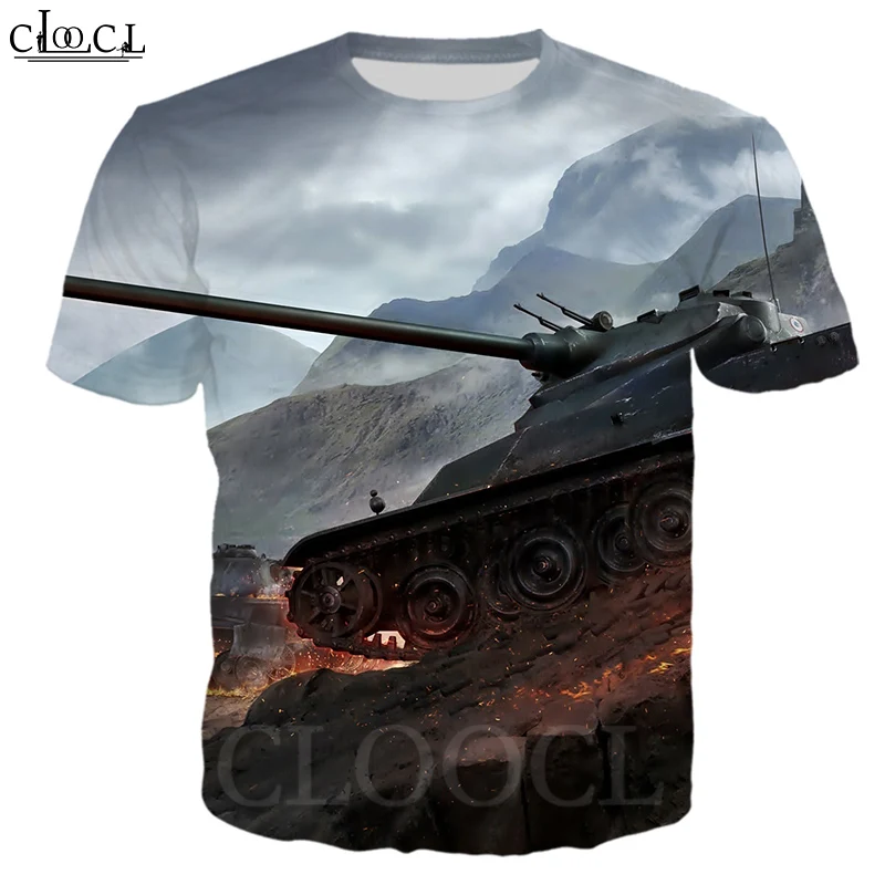 Мужская модная футболка CLOOCL Games World Of Tanks в стиле хип хоп Повседневная Харадзюку С