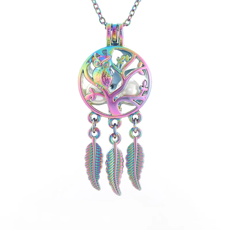 Aromatherapy Pearl Cage Pendant Colorful Owl Hollow Hanging Leaf Type Essential Oil Diffusion Fragrance Necklace + 2 beads SC394
Aromatherapy Pearl Cage Pendant Colorful Owl Hollow Hanging Leaf Type Essential Oil Diffusion Fragrance Necklace + 2 beads SC394