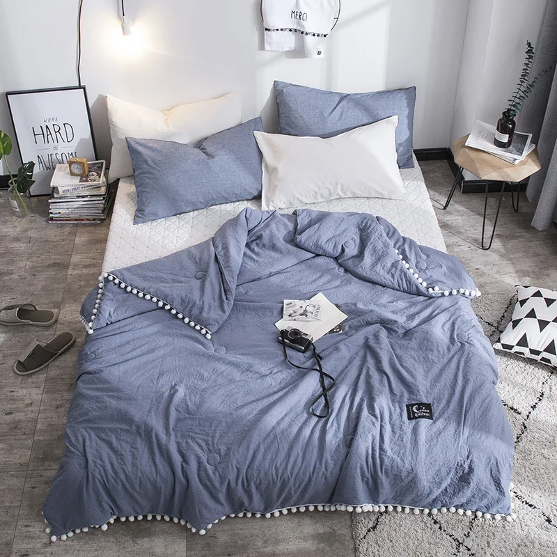 Cotton Blanket with Plush Ball Solid Color Soft Beathable Blanket for Bed Summer Quilt Light Thin Sofa Throw Blankets
Cotton Blanket with Plush Ball Solid Color Soft Beathable Blanket for Bed Summer Quilt Light Thin Sofa Throw Blankets