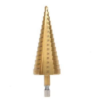 Durable 4-32mm For Sheet Metal Tool Hole Cutting HSS4241 Cone Shape Drilling Hex High Speed Practical Titanium Step Drill Bit
Durable 4-32mm For Sheet Metal Tool Hole Cutting HSS4241 Cone Shape Drilling Hex High Speed Practical Titanium Step Drill Bit