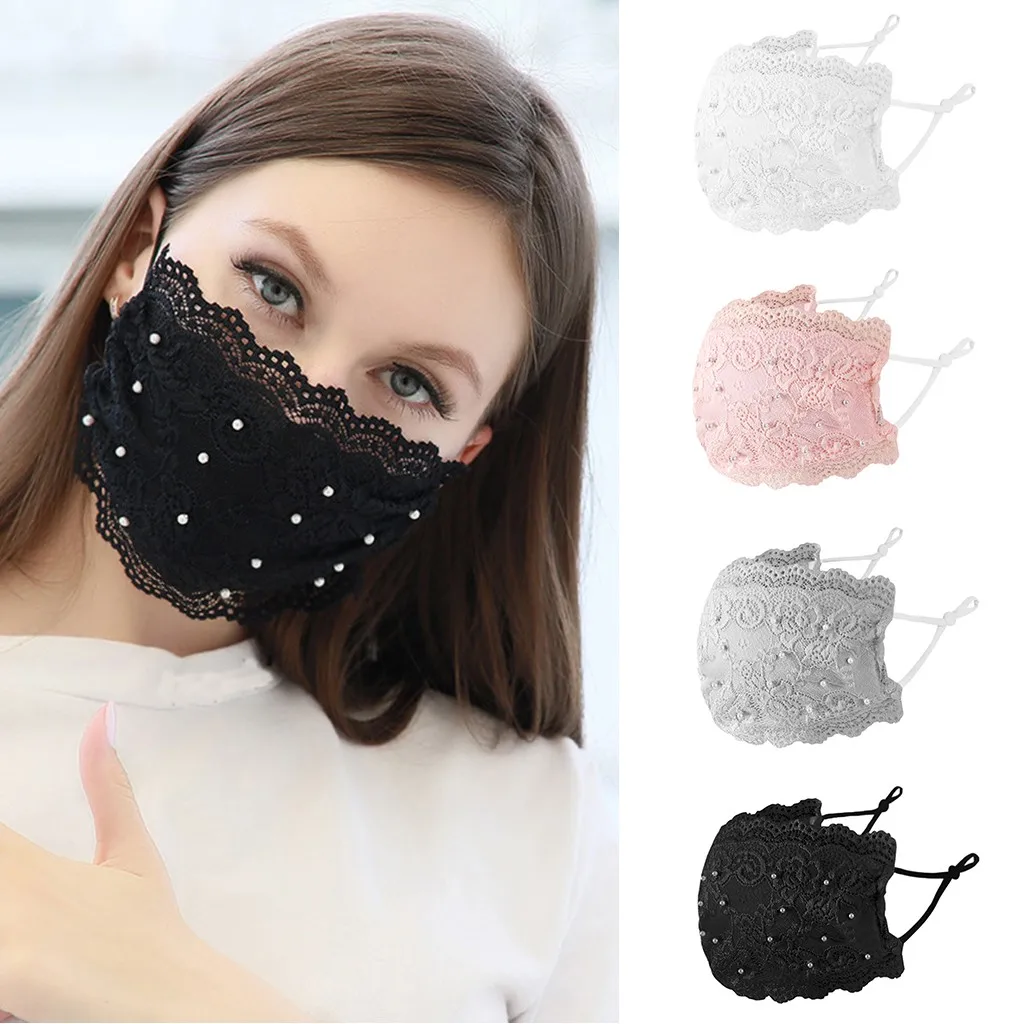 Women Pearl Lace Reusable Breathable Faceshield Scarf Safe Protection F-a-c-e-M-a-s-k Washable Black Mascarilla Kids Toys
Women Pearl Lace Reusable Breathable Faceshield Scarf Safe Protection F-a-c-e-M-a-s-k Washable Black Mascarilla Kids Toys