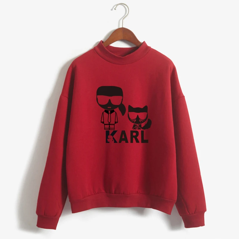 

Women Karl Lagerfeld Sweatshirt Karl Casual Hoody Autumn Coat Harajuku Hoodies Female Crew Neck Casual Fleece Jumper Moletom