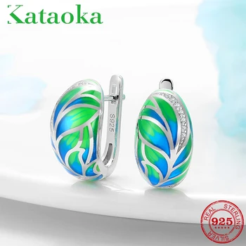 Earrings for women with Sparkling CZ Green and blue Fresh plant leaves Stud Earring Exquisite Fine Jewelry Handmade Enamel 
Earrings for women with Sparkling CZ Green and blue Fresh plant leaves Stud Earring Exquisite Fine Jewelry Handmade Enamel