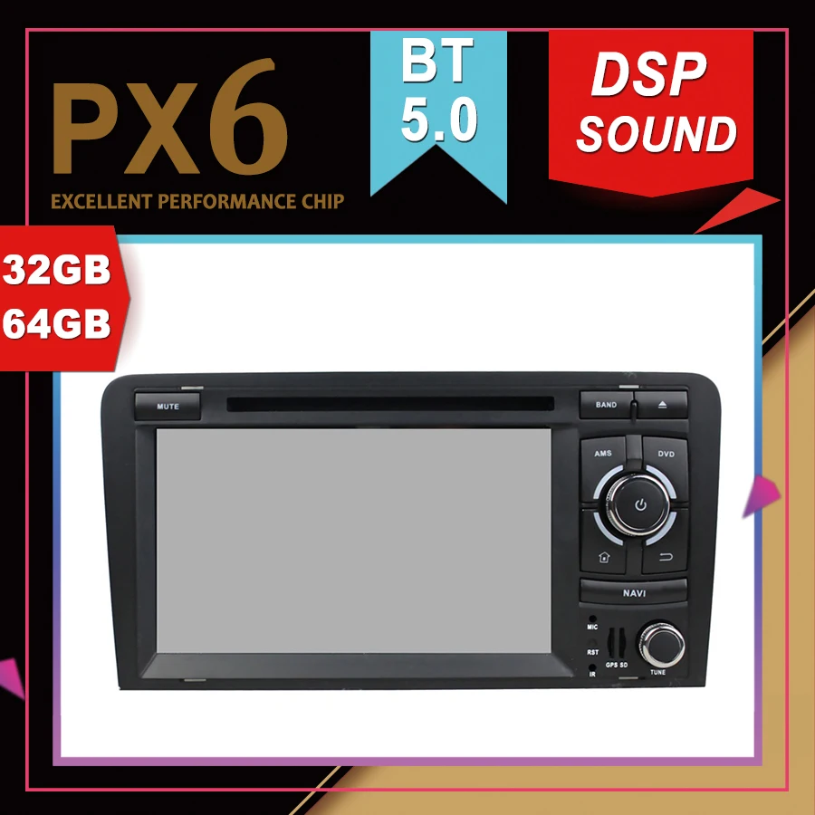 PX6 Отличная производительность Android 9 0 Автомобильный мультимедийный GPS для Audi A3
