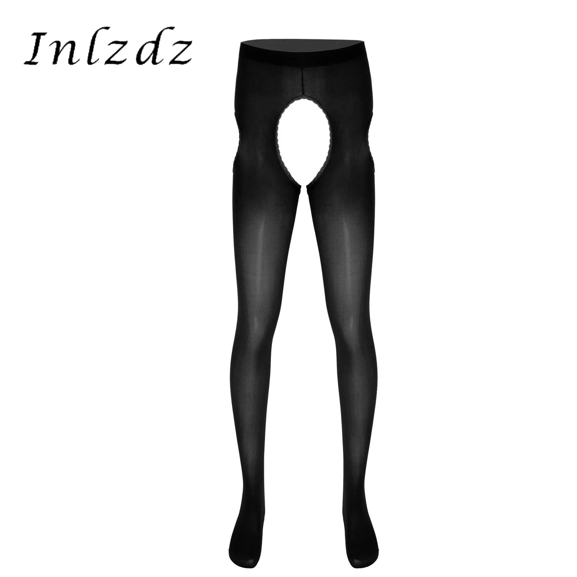 

Mens Erotic Lingerie Crotchless Pantyhose Hollow Out Stretchy Tights Leggings Lace Trimming Stockings Sexy Hot Hosiery Underwear