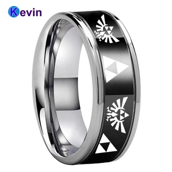 8MM Mens Black Tungsten Wedding Band Ring With Legend of Zelda Engraved Grooved And Polished Finish Comfort Fit
8MM Mens Black Tungsten Wedding Band Ring With Legend of Zelda Engraved Grooved And Polished Finish Comfort Fit