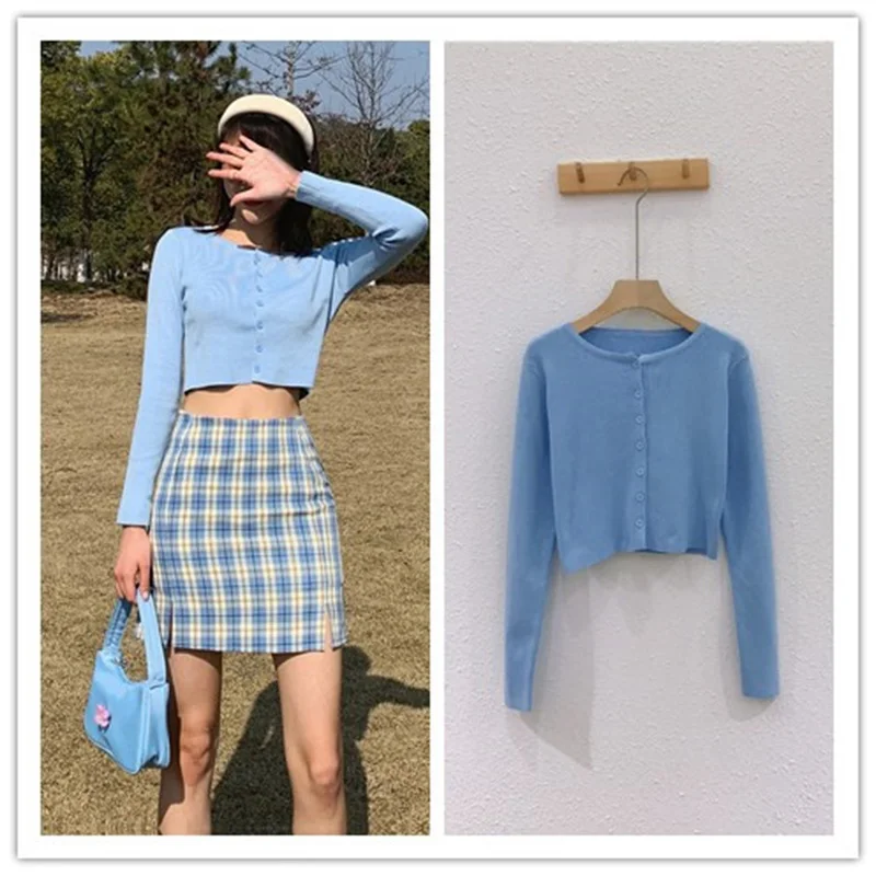 O-Neck Short Knitted Sweaters Autumn Women Thin Cardigan Fashion Solid Color Long Sleeve Sun Protection Crop Top
O-Neck Short Knitted Sweaters Autumn Women Thin Cardigan Fashion Solid Color Long Sleeve Sun Protection Crop Top