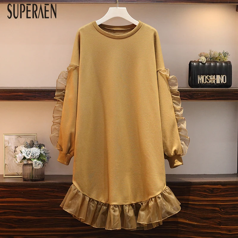 SuperAen 2019 Autumn New Korean Style Women Dress Pluz Size Casual Cotton Ladies Dress Fashion Solid Color Women Clothing 
SuperAen 2019 Autumn New Korean Style Women Dress Pluz Size Casual Cotton Ladies Dress Fashion Solid Color Women Clothing