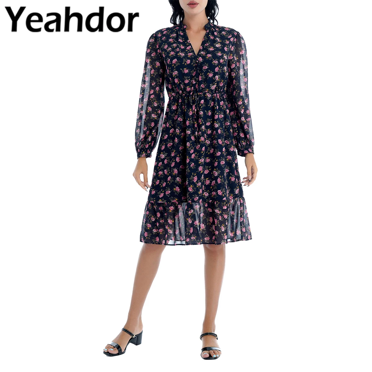 2021 Women Summer Floral Print Belt Dresses Streetwear V Neck Long Sleeves Front Buttons High Waist Ruffle Hem Midi Dress
2021 Women Summer Floral Print Belt Dresses Streetwear V Neck Long Sleeves Front Buttons High Waist Ruffle Hem Midi Dress