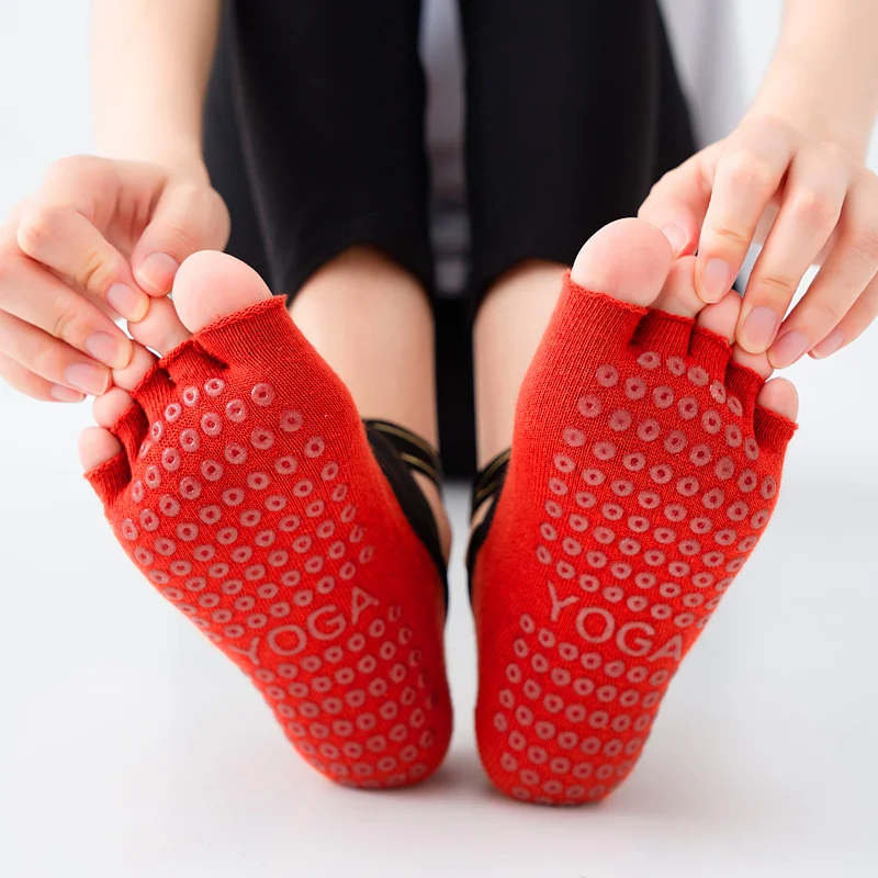 Professional-Bandage-Five-Toe-Yoga-Socks-Breathable-Fingerless-Pilates-Socks-Anti-Slip-Silicone-Sport-Ballet-Slippers