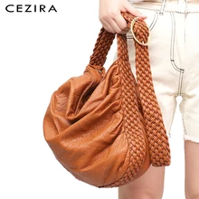 CEZIRA Big Soft Casual Women Bags Girl Wash PU Leather bolso escolar señoras tejido ajustable hebilla cinturón mensajero y bolso de hombro(China)